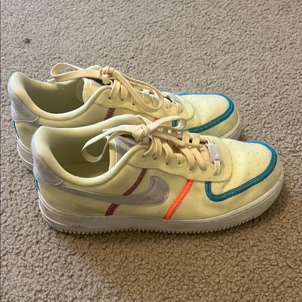 Nike Air Force 1 Low Cream with Blue and Red Accents